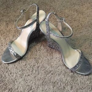 Betsey Johnson Silver Glitter Heels